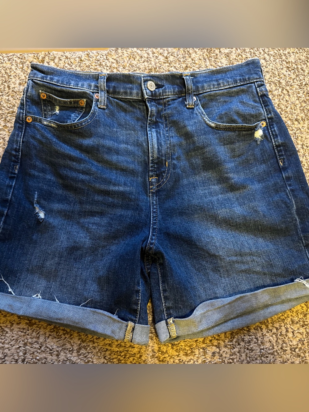 Dark Indigo Denim Mini Skirt with Rolled Hem